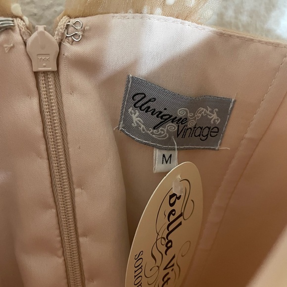 Vintage-Inspired Nude Polka Dot Tulle Dress – Size M - Picture 5 of 5